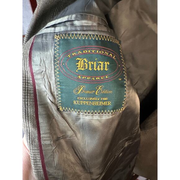 Kuppenheimer 100% wool blazer olive with faint burgundy lines, men’s 44R - Picture 2 of 8